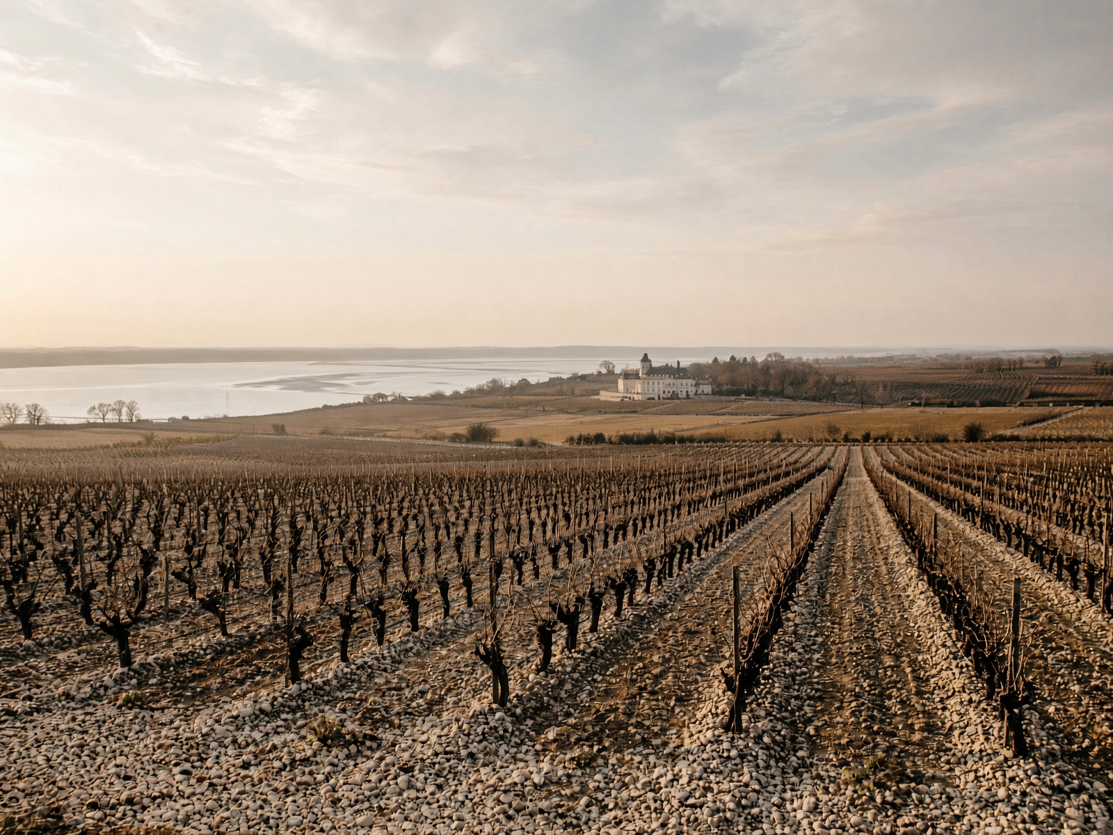 Bordeaux gravel and estuary light