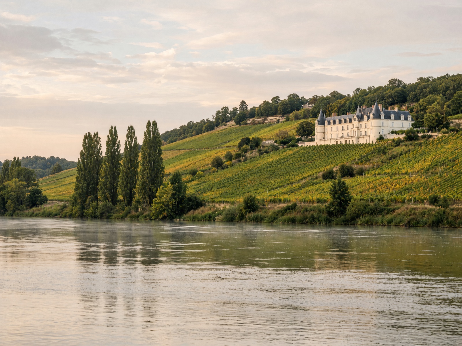 Loire river and château vines