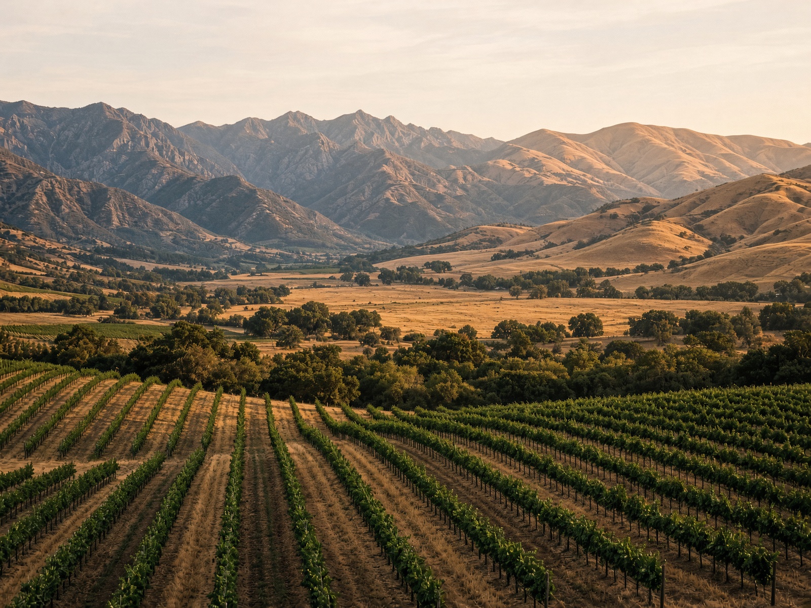 Napa Valley floor and mountains