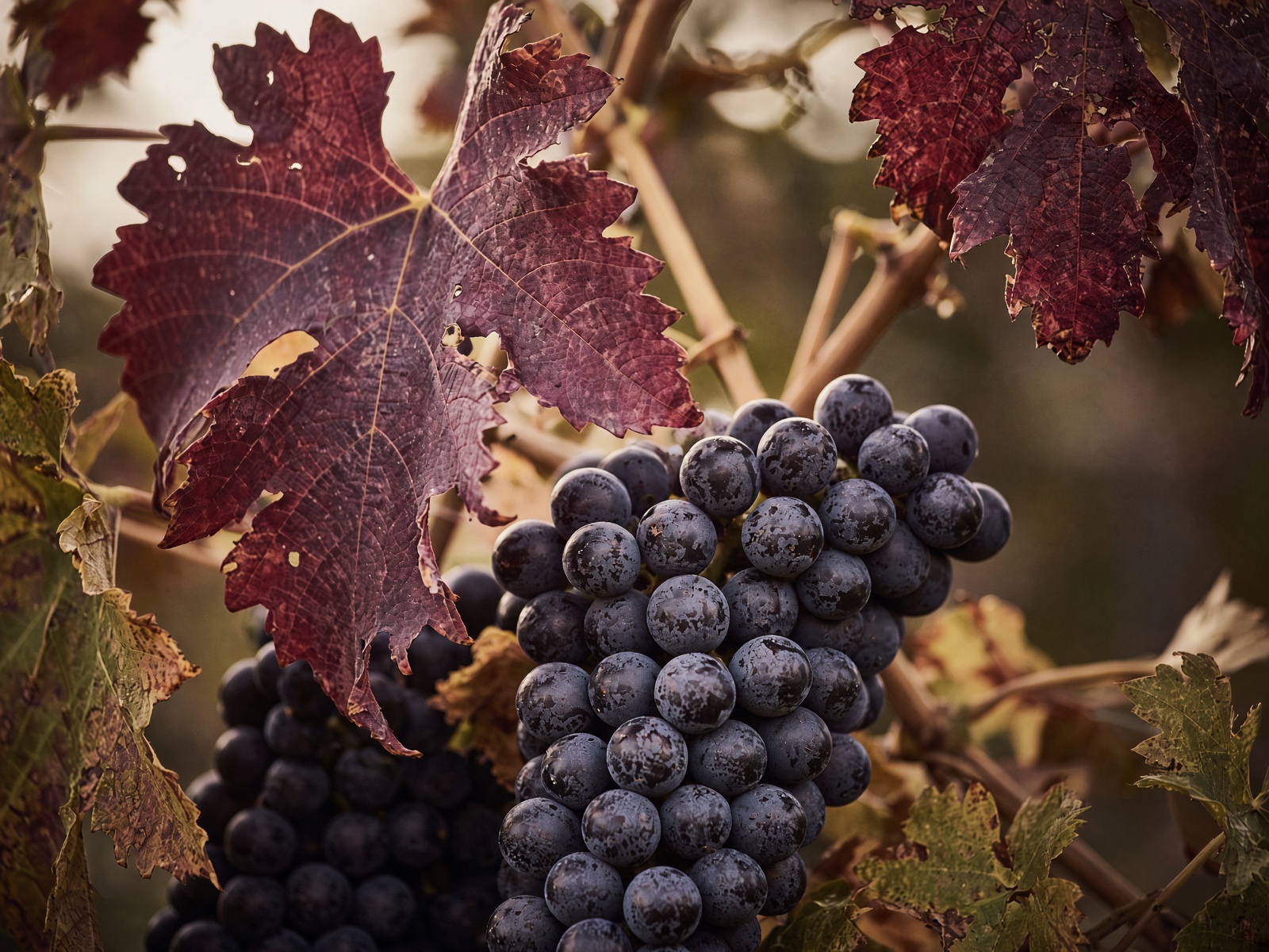 Pinot Noir clusters on the vine