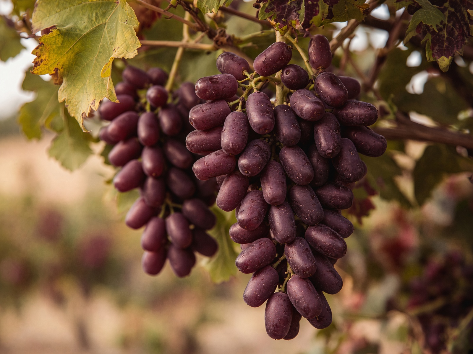 Sangiovese clusters on the vine