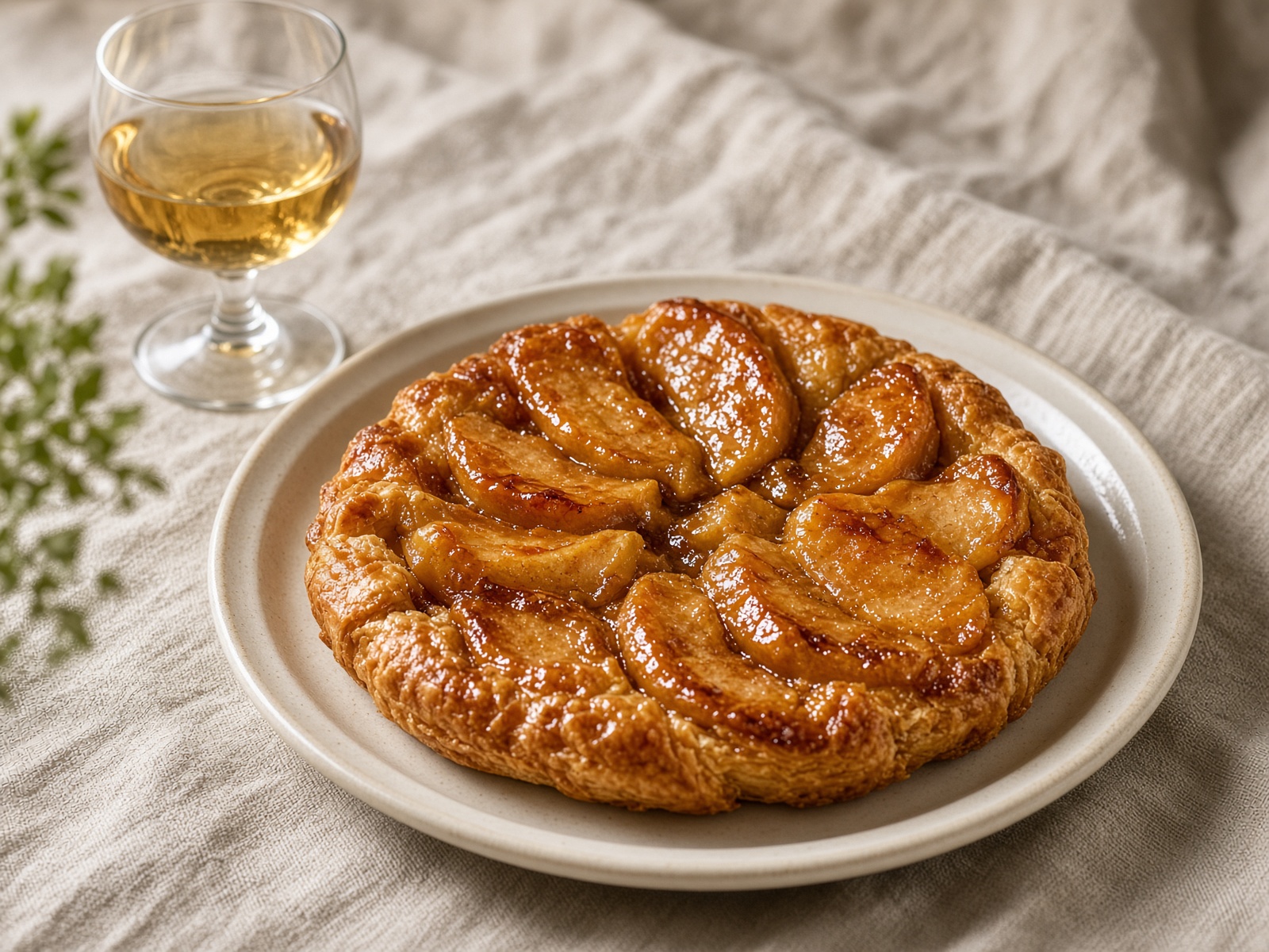 Apple tart with dessert wine
