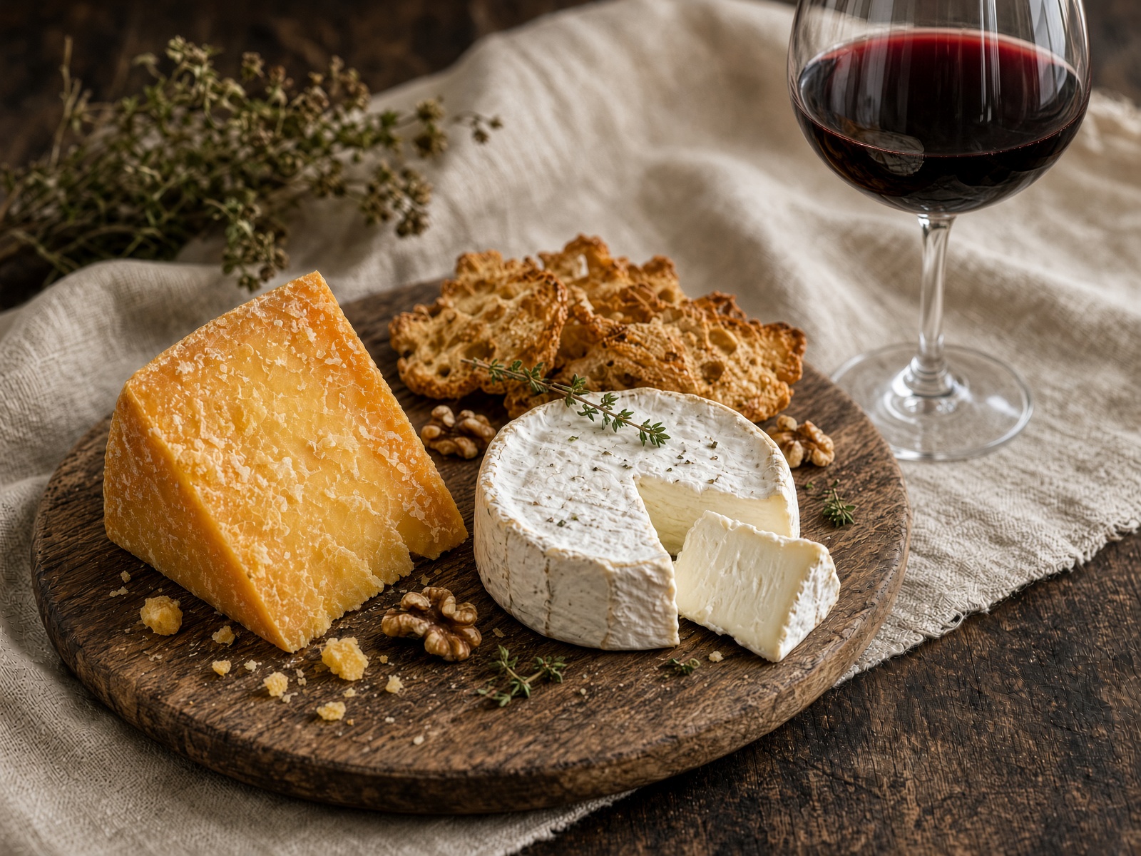 Cheese board with wine