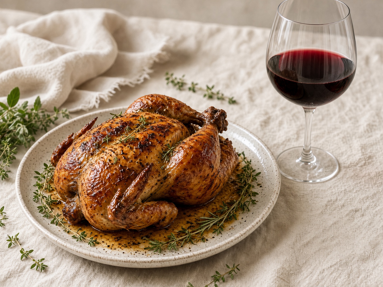 Roast chicken with Pinot Noir