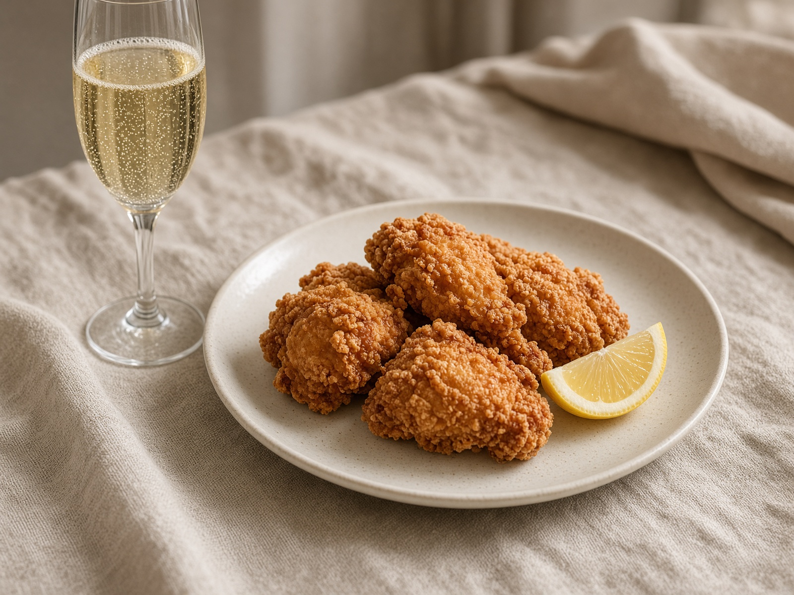 Fried chicken with Champagne