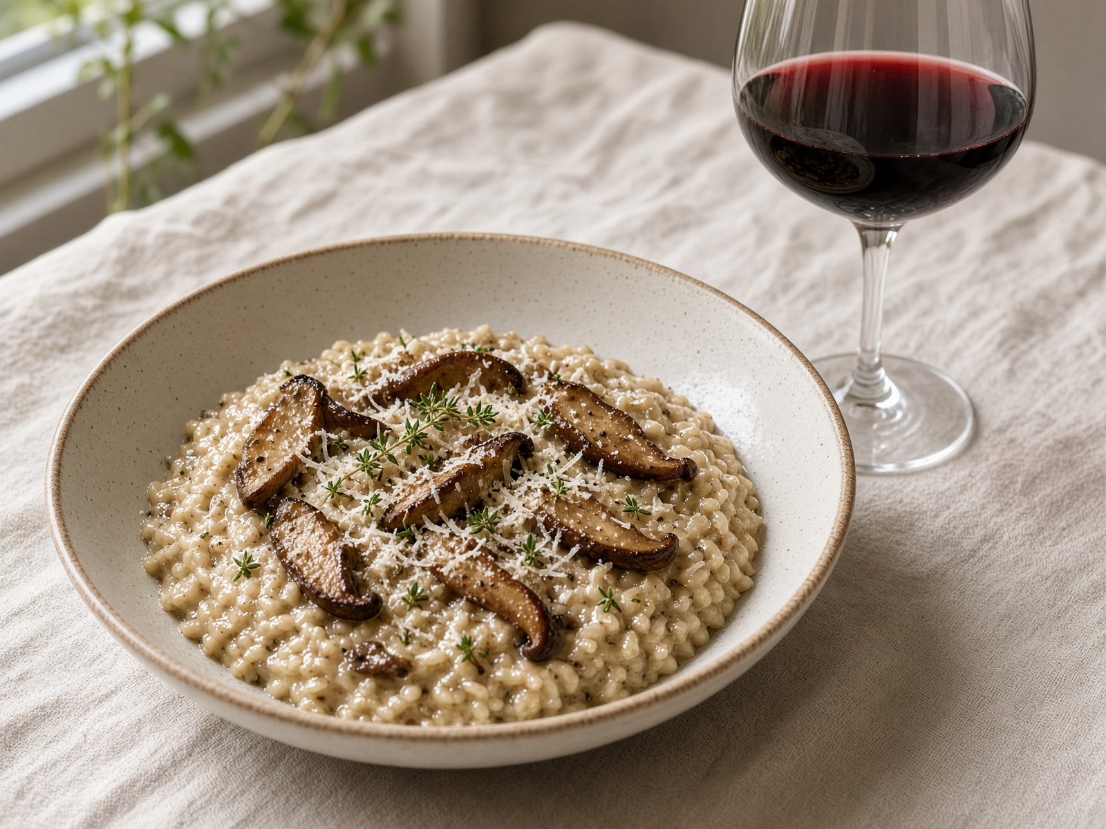 Mushroom risotto with Pinot Noir