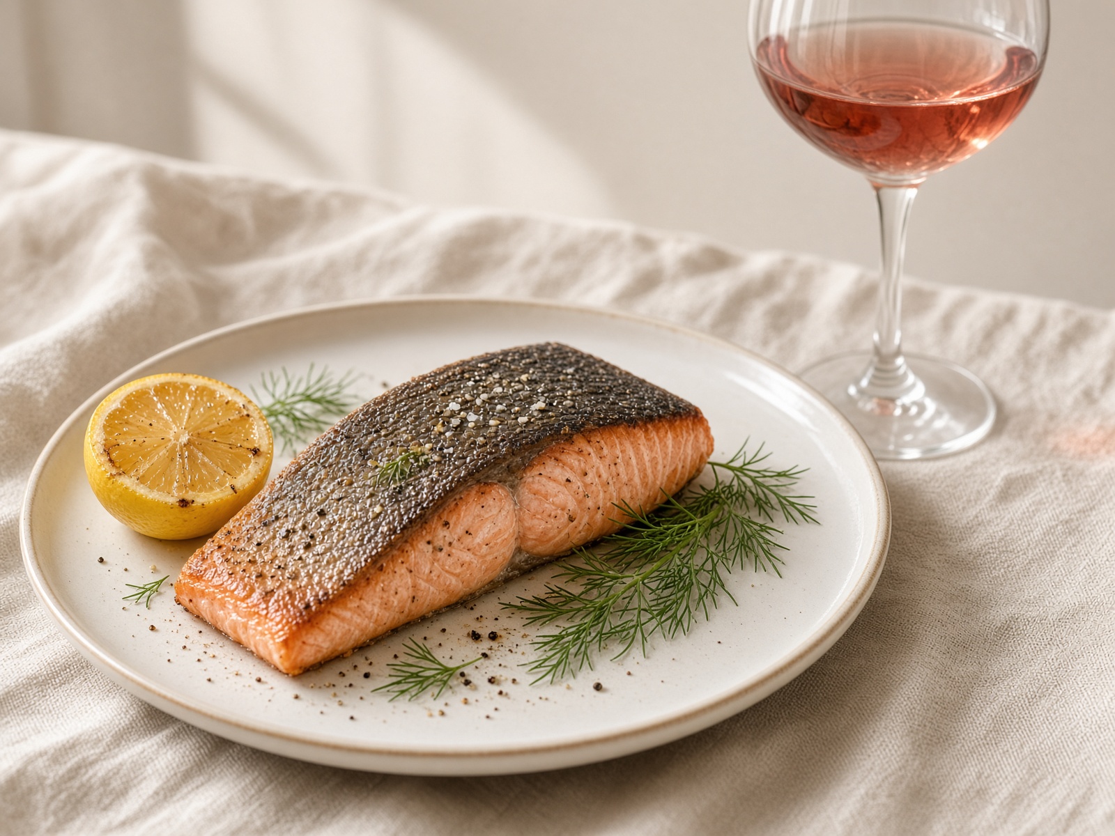 Roasted salmon with wine