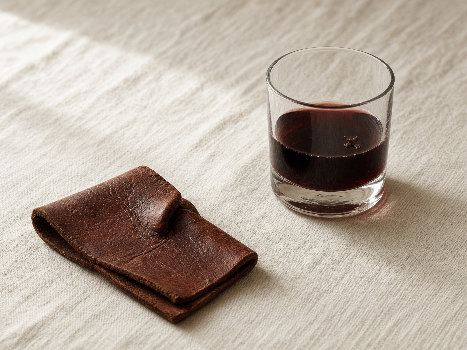 Leather beside a rustic red